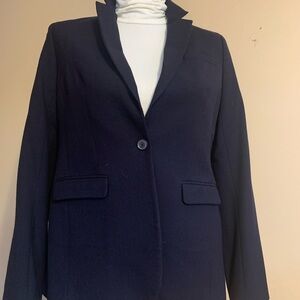 BANANA REPUBLIC classic Navy 1 button closure 94% wool ladies blazer Size 6 VGUC